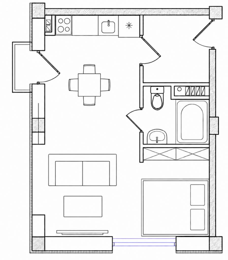 Планировка апартамента 31 м²